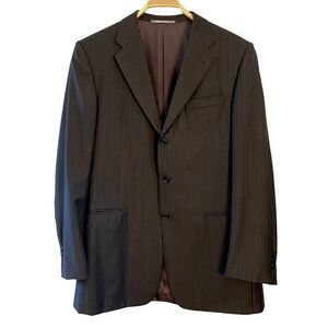 Hickey Freeman Sport Coat Jacket Sz 42L Brown Blue Pinstripe Union Made Madison